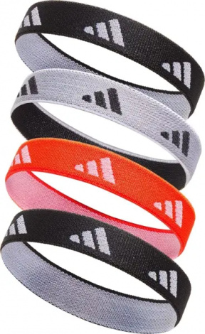 Резинки для волос Adidas HAIR TIES черные, белая, оранжевая (4 штуки) ADAC-16210