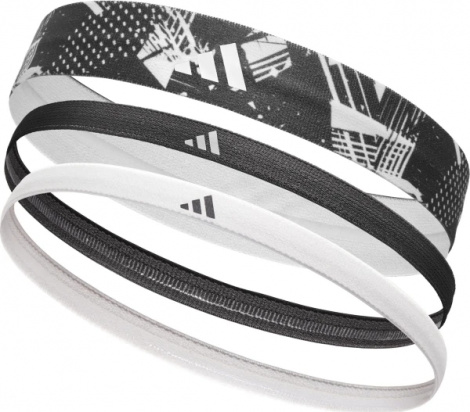 Повязки на голову Adidas HAIRBANDS (GRAPHIC) 3PK белая, черные (3 штуки) ADAC-16161