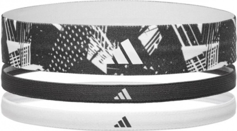 Повязки на голову Adidas HAIRBANDS (GRAPHIC) 3PK белая, черные (3 штуки) ADAC-16161