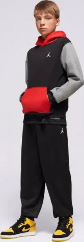 Худі підліткове Nike JORDAN BROOKLYN FLEECE чорно-червоно-сіре 95F116-KR5