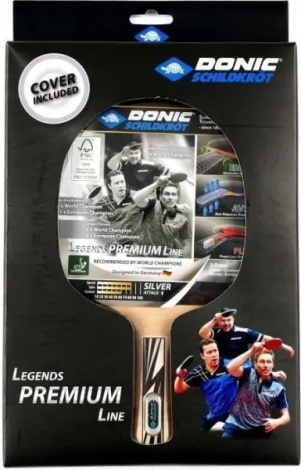 Набір для настільного тенісу Donic LEGENDS SILVER (ракетка і чохол) світло-коричнево-сіро-чорний 754430