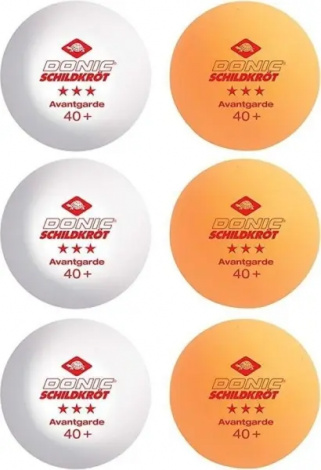 Набір м'ячів для настільного тенісу Donic EXCLUSIVE (ADVANTGARDE) 3* 40+ оранжево-білий (6 штук) 608533