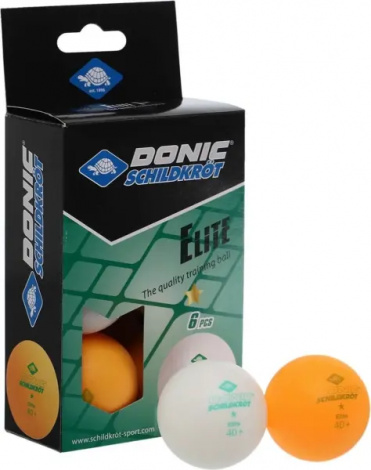 Набір м'ячів для настільного тенісу Donic ELITE 1* оранжево-білий (6 штук) 608511