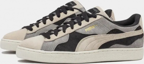 Кеды Puma SUEDE CAMOWAVE бежево-серо-черные 399567-01