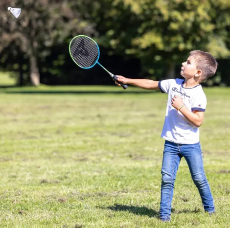 Набір для бадмінтону дитячий Talbot BADMINTON SET 2-ATTACKER JUNIOR (2 ракетки, 2 волани, чохол) салатово-блакитний 449410