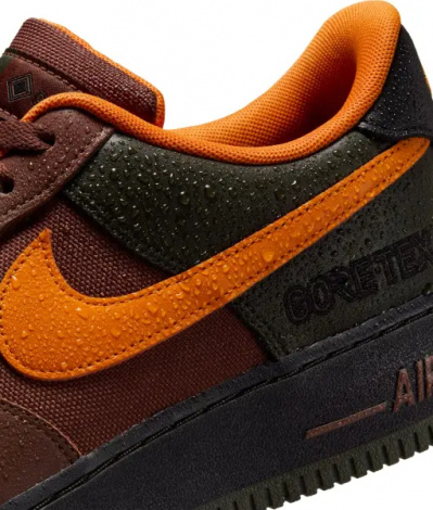 Кроссовки Nike AIR FORCE 1 GORE-TEX коричнево-оранжево-черные CK2630-201