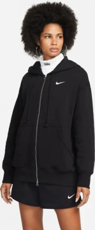 Толстовка женская Nike NS PHNX FLC FZ OS HOODIE черная DQ5758-010