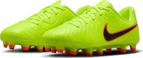Бутсы детские Nike JR TIEMPO LEGEND 10 CLUB FG/MG лаймово-оранжево-черные DV4352-701