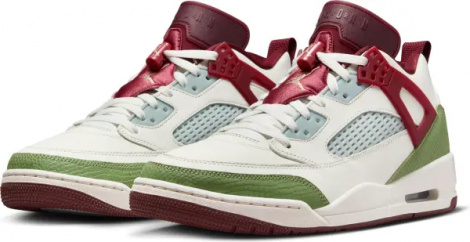 Кроссовки Nike JORDAN SPIZIKE LOW LUNAR NEW YEAR молочно-бордово-зеленые FJ6372-100
