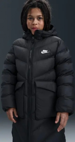 Куртка подростковая Nike SPORTSWEAR ALL DAY PLAY THERMA-FIT LOOSE-FIT FULL-LENGTH черная HJ2538-010