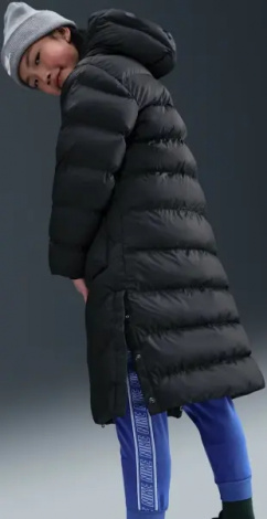 Куртка подростковая Nike SPORTSWEAR ALL DAY PLAY THERMA-FIT LOOSE-FIT FULL-LENGTH черная HJ2538-010