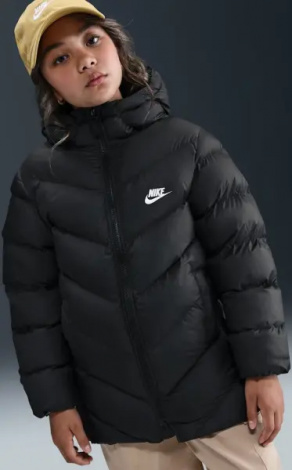 Куртка підліткова Nike SPORTSWEAR ALL DAY PLAY THERMA-FIT LOOSE-FIT MID-LENGTH чорна HJ2722-010