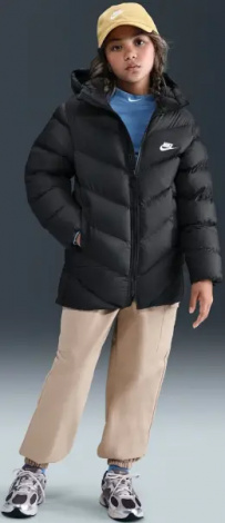 Куртка підліткова Nike SPORTSWEAR ALL DAY PLAY THERMA-FIT LOOSE-FIT MID-LENGTH чорна HJ2722-010