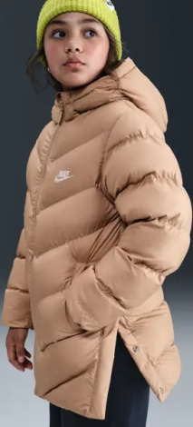 Куртка подростковая Nike SPORTSWEAR ALL DAY PLAY THERMA-FIT LOOSE-FIT MID-LENGTH бежевая HJ2722-200