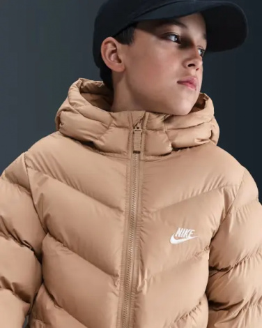 Куртка подростковая Nike SPORTSWEAR ALL DAY PLAY THERMA-FIT LOOSE-FIT MID-LENGTH бежевая HJ2722-200