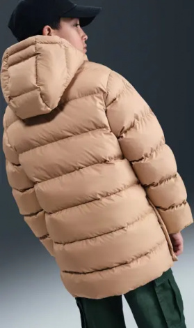 Куртка подростковая Nike SPORTSWEAR ALL DAY PLAY THERMA-FIT LOOSE-FIT MID-LENGTH бежевая HJ2722-200