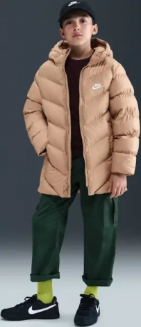 Куртка подростковая Nike SPORTSWEAR ALL DAY PLAY THERMA-FIT LOOSE-FIT MID-LENGTH бежевая HJ2722-200