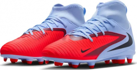 Бутсы детские Nike JR PHANTOM 6 HIGH CLUB FG/MG светло-сине-красные HQ2022-400