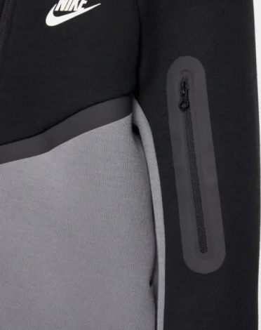 Толстовка подростковая Nike SPORTSWEAR TECH FLEECE серо-черная HV5867-084