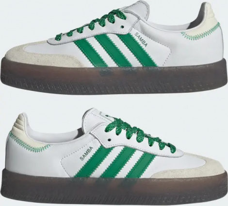 Кроссовки женские Adidas SAMBAE бело-зеленые IE9105