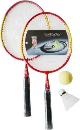 Набор для мини-бадминтона детский Flash SET (2 ракетки, 1 волан, 1 мяч) красно-желтый MB-125