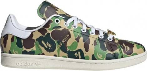 Кеды Adidas STAN SMITH X BAPE бежево-коричнево-зеленый камуфляж IG8949