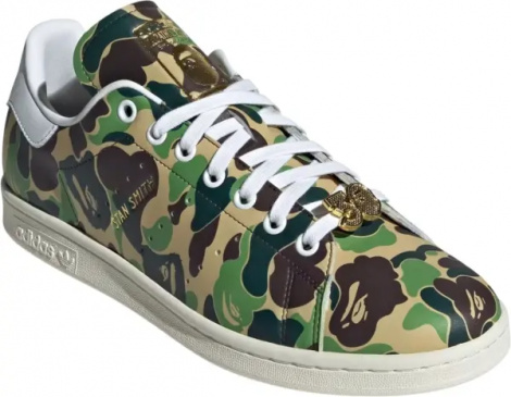 Кеды Adidas STAN SMITH X BAPE бежево-коричнево-зеленый камуфляж IG8949