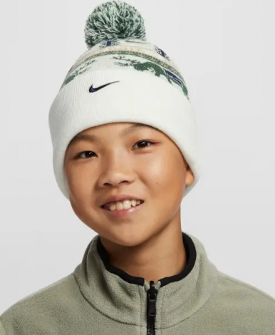 Шапка подростковая Nike PEAK STANDARD CUFF BEANIE молочно-зелено-синяя HV7025-133