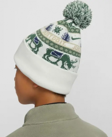 Шапка подростковая Nike PEAK STANDARD CUFF BEANIE молочно-зелено-синяя HV7025-133