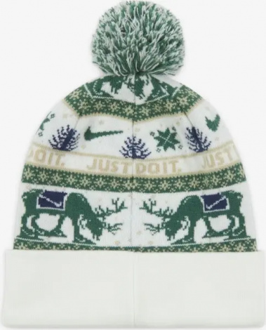 Шапка подростковая Nike PEAK STANDARD CUFF BEANIE молочно-зелено-синяя HV7025-133