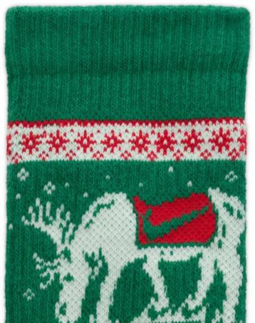 Шкарпетки Nike EVERYDAY PLUS CUSHIONED WINTER WONDERLAND CREW зелено-червоно-білі (2 пари) HV6939-901