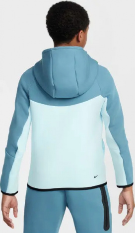 Толстовка подростковая Nike SPORTSWEAR TECH FLEECE темно-бирюзово-голубая HV5867-476