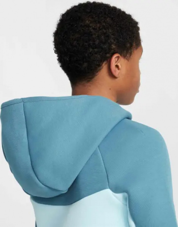 Толстовка подростковая Nike SPORTSWEAR TECH FLEECE темно-бирюзово-голубая HV5867-476