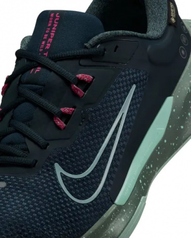 Кроссовки для трейлраннинга Nike JUNIPER TRAIL 2 GORE-TEX WATERPROOF темно-зелено-мятно-розовые HM9734-302