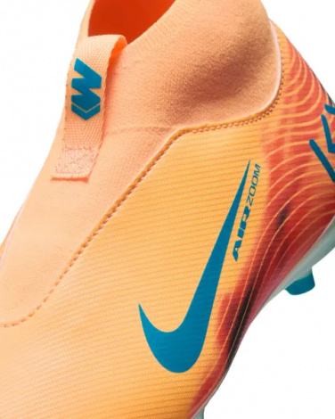 Бутсы детские Nike JR MERCURIAL ZOOM SUPERFLY 10 ACADEMY KYLIAN MBAPPÉ FG/MG оранжево-темно-бирюзовые HF3417-801