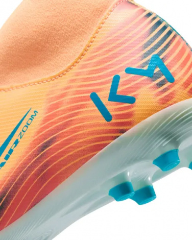 Бутсы детские Nike JR MERCURIAL ZOOM SUPERFLY 10 ACADEMY KYLIAN MBAPPÉ FG/MG оранжево-темно-бирюзовые HF3417-801