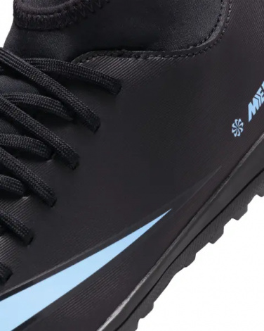 Сороконіжки (шиповки) дитячі Nike JR MERCURIAL SUPERFLY 10 CLUB TF чорно-блакитні FQ8313-003