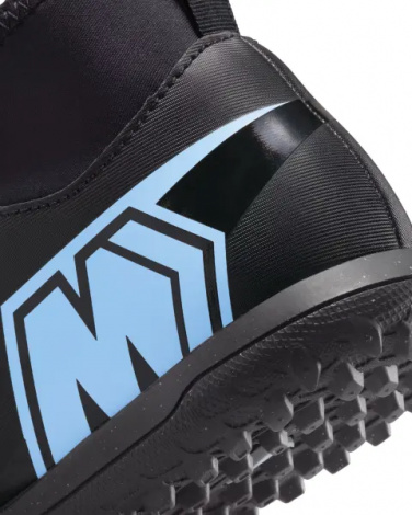 Сороконіжки (шиповки) дитячі Nike JR MERCURIAL SUPERFLY 10 CLUB TF чорно-блакитні FQ8313-003