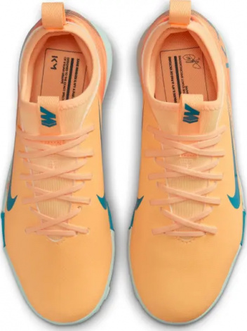 Сороконіжки (шиповки) дитячі Nike JR MERCURIAL ZOOM VAPOR 16 ACADEMY KYLIAN MBAPPÉ TF оранжево-темно-бірюзові FQ8285-801