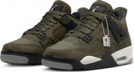 Кроссовки подростковые Nike AIR JORDAN 4 RETRO SE CRAFT (GS) оливково-черные FB9928-200