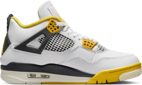 Кросівки жіночі Nike AIR JORDAN 4 RETRO біло-жовто-чорні AQ9129-101