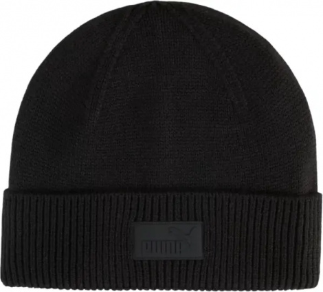 Шапка Puma ESSENTIALS ELEVATED RUBBER PATCH LOW CROWN BEANIE черная 2641401