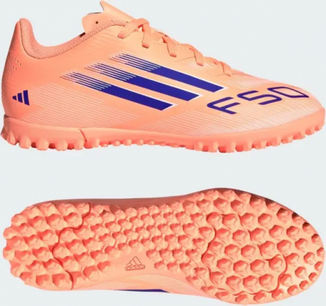 Сороконіжки (шиповки) дитячі Adidas F50 CLUB TF персиково-сині JI0040