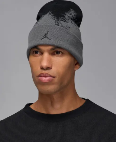 Шапка Nike JORDAN PEAK BEANIE сіро-чорна HV1077-068