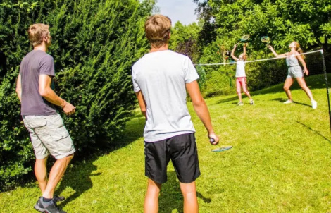 Набір для бадмінтону Talbot BADMINTON SET 4-PLAYERS FAMILY (4 ракетки, 3 волани, сітка, чохол) блакитно-жовтий 449415