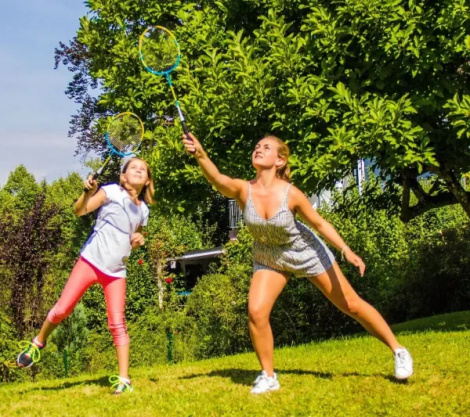 Набір для бадмінтону Talbot BADMINTON SET 4-PLAYERS FAMILY (4 ракетки, 3 волани, сітка, чохол) блакитно-жовтий 449415