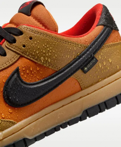 Кроссовки Nike DUNK LOW GORE-TEX коричнево-оранжево-черные HQ2053-700