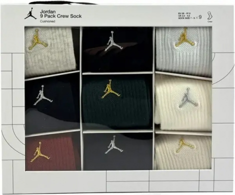 Носки Nike JORDAN HOLIDAY 9PK CREW GIFT BOX разноцветные (9 пар) BJ0810-X58