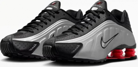 Кроссовки женские Nike SHOX R4 черно-серебряно-красные AR3565-011