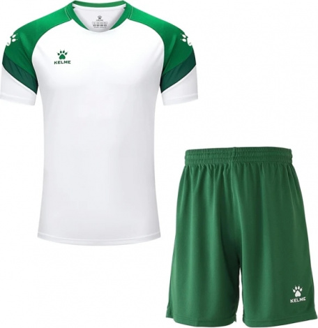 Комплект футбольной формы Kelme BRAVO бело-зеленый 7351TX1092.9105_8351ZB1143.9311